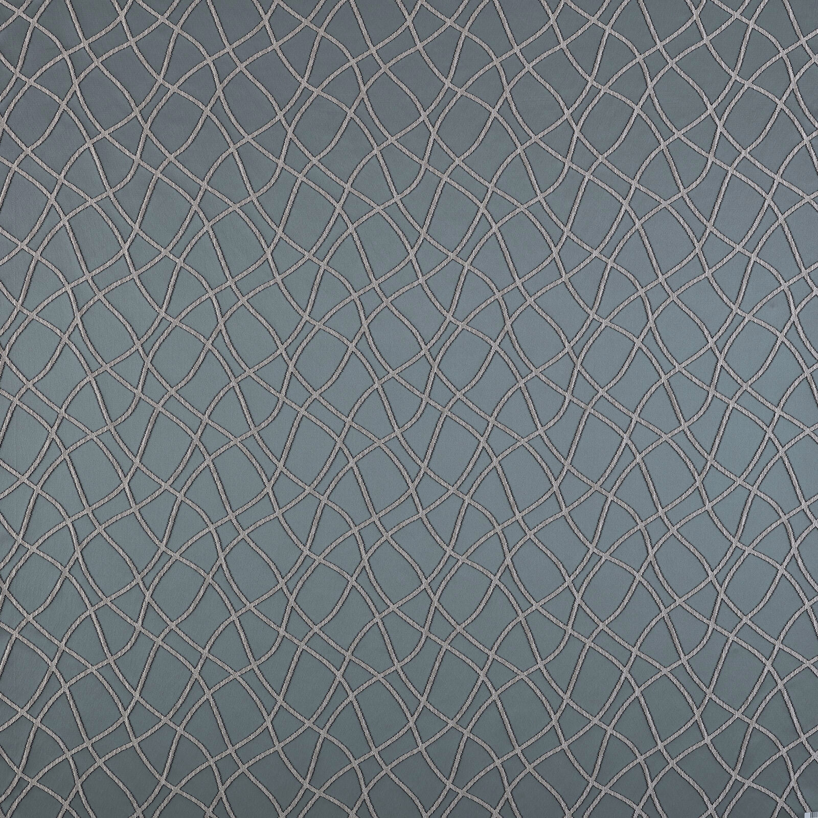 Muted sage green fabric with interlacing geometric lattice lines