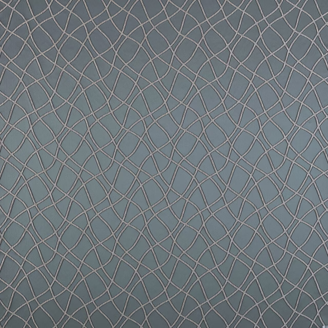 Muted sage green fabric with interlacing geometric lattice lines