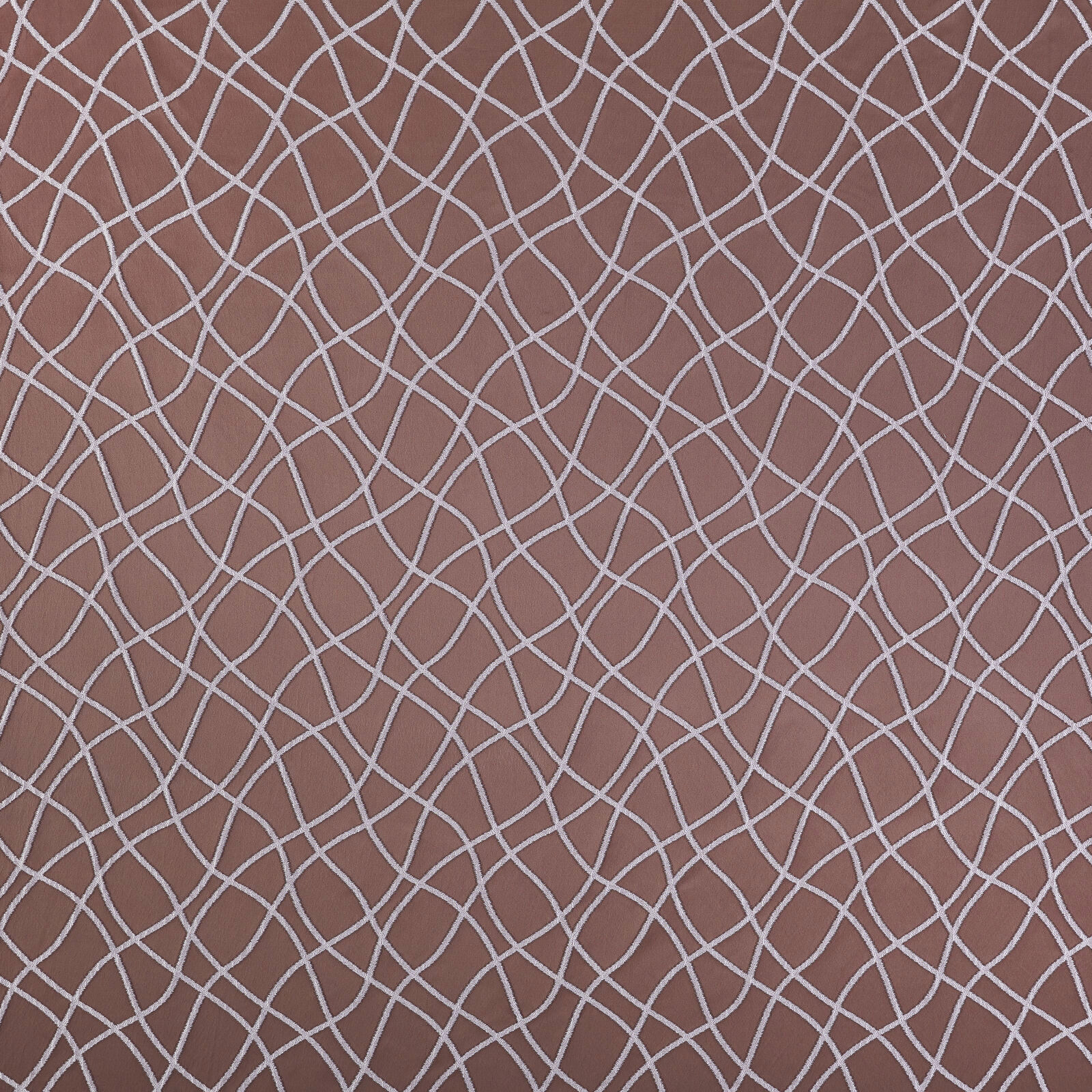 Muted rose terracotta fabric with pale interlocking geometric lines