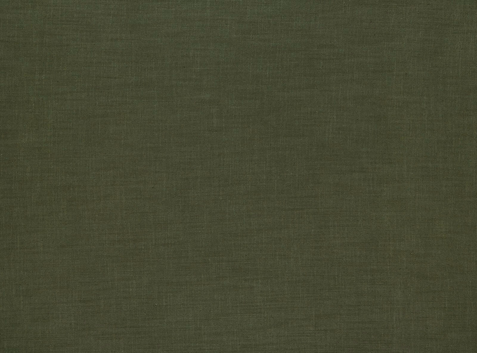 Deep olive green plain woven fabric swatch with a subtle linen texture