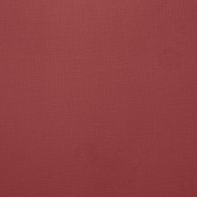 Close-up of deep cranberry red plain woven fabric with fine linen texture