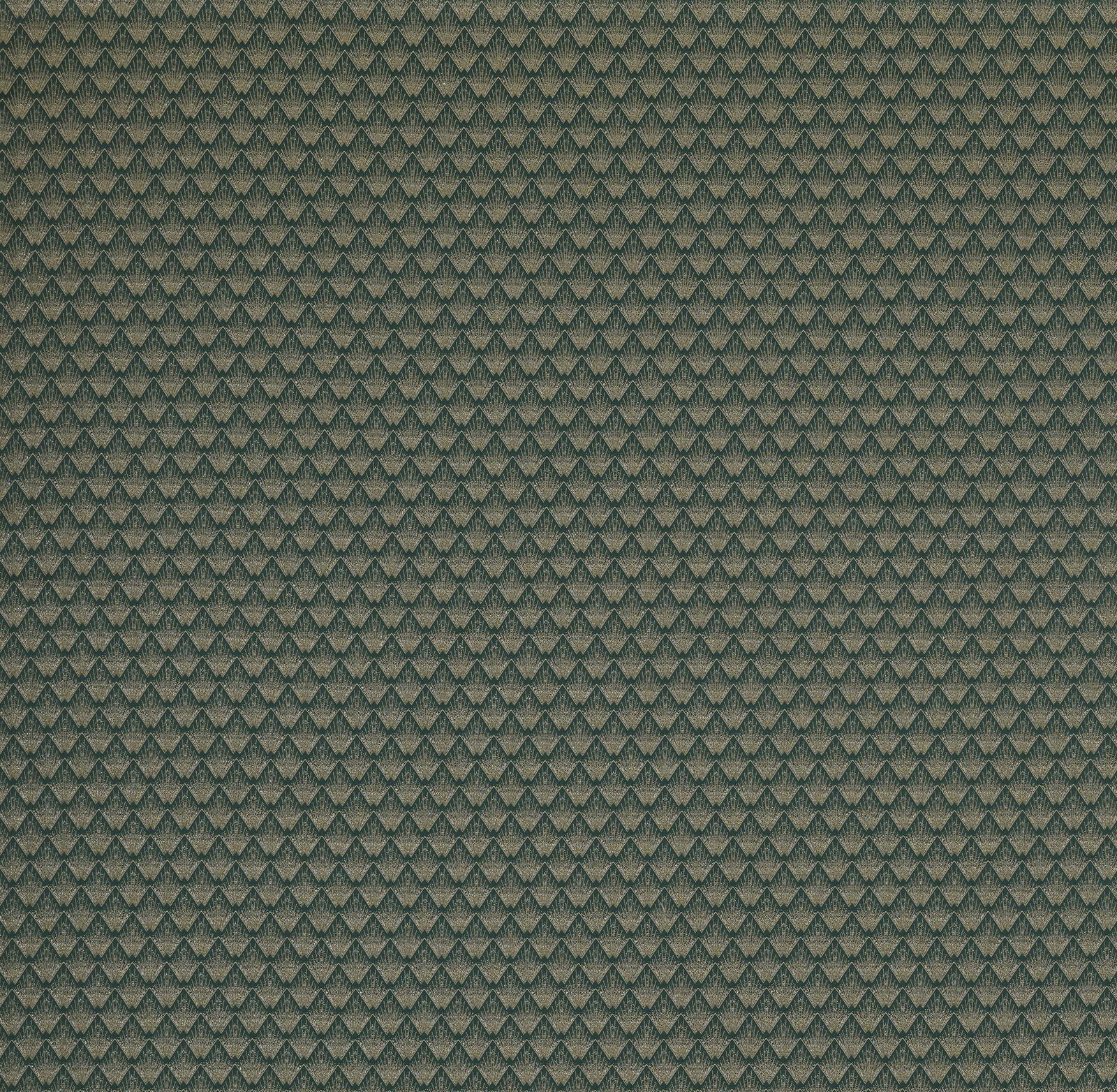 Deep emerald green geometric fabric with small repeating chevron texture