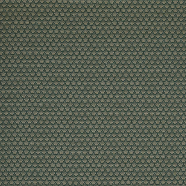 Deep emerald green geometric fabric with small repeating chevron texture