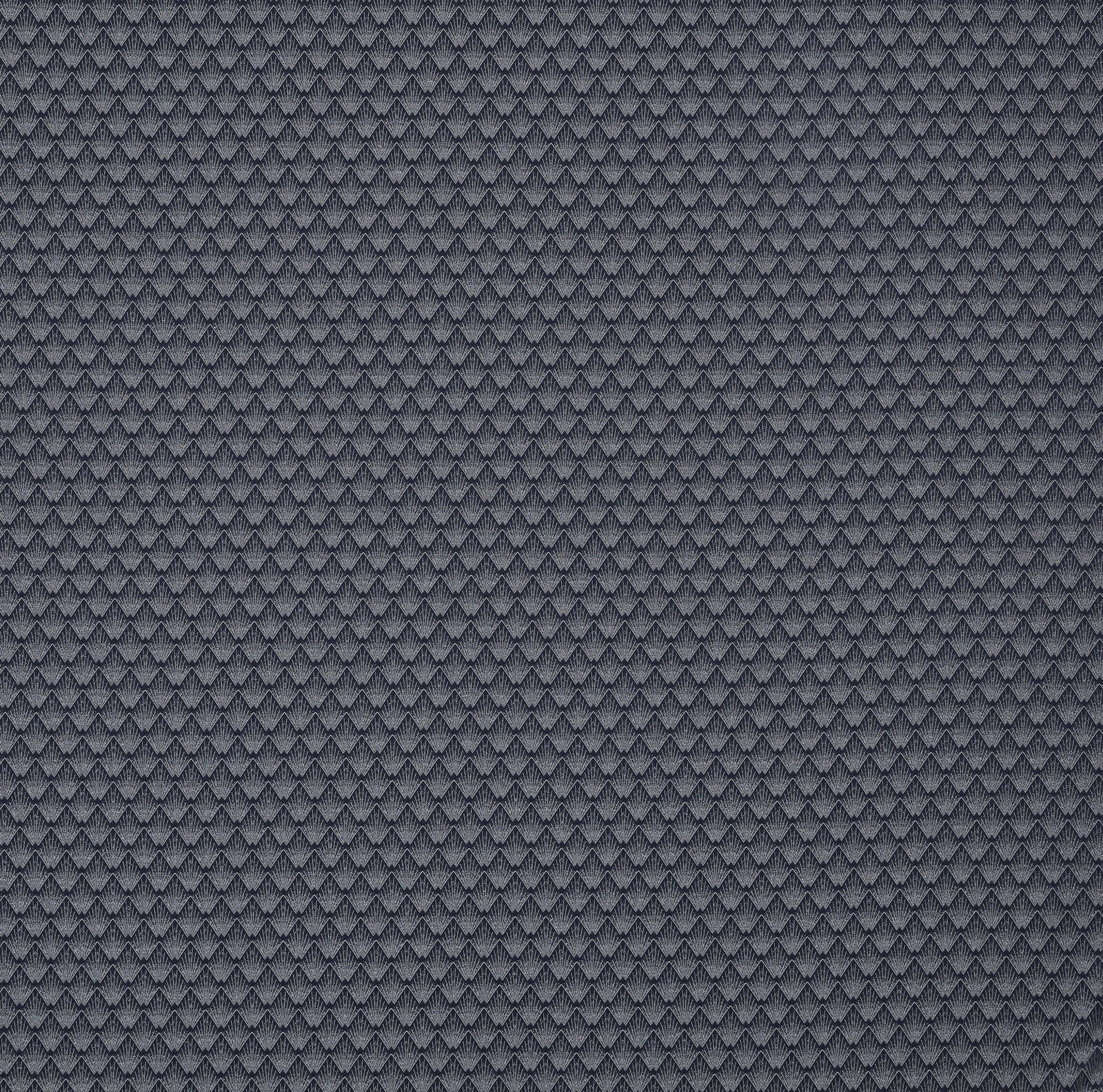 Close-up of deep sapphire blue zigzag woven fabric with small-scale textured repeat