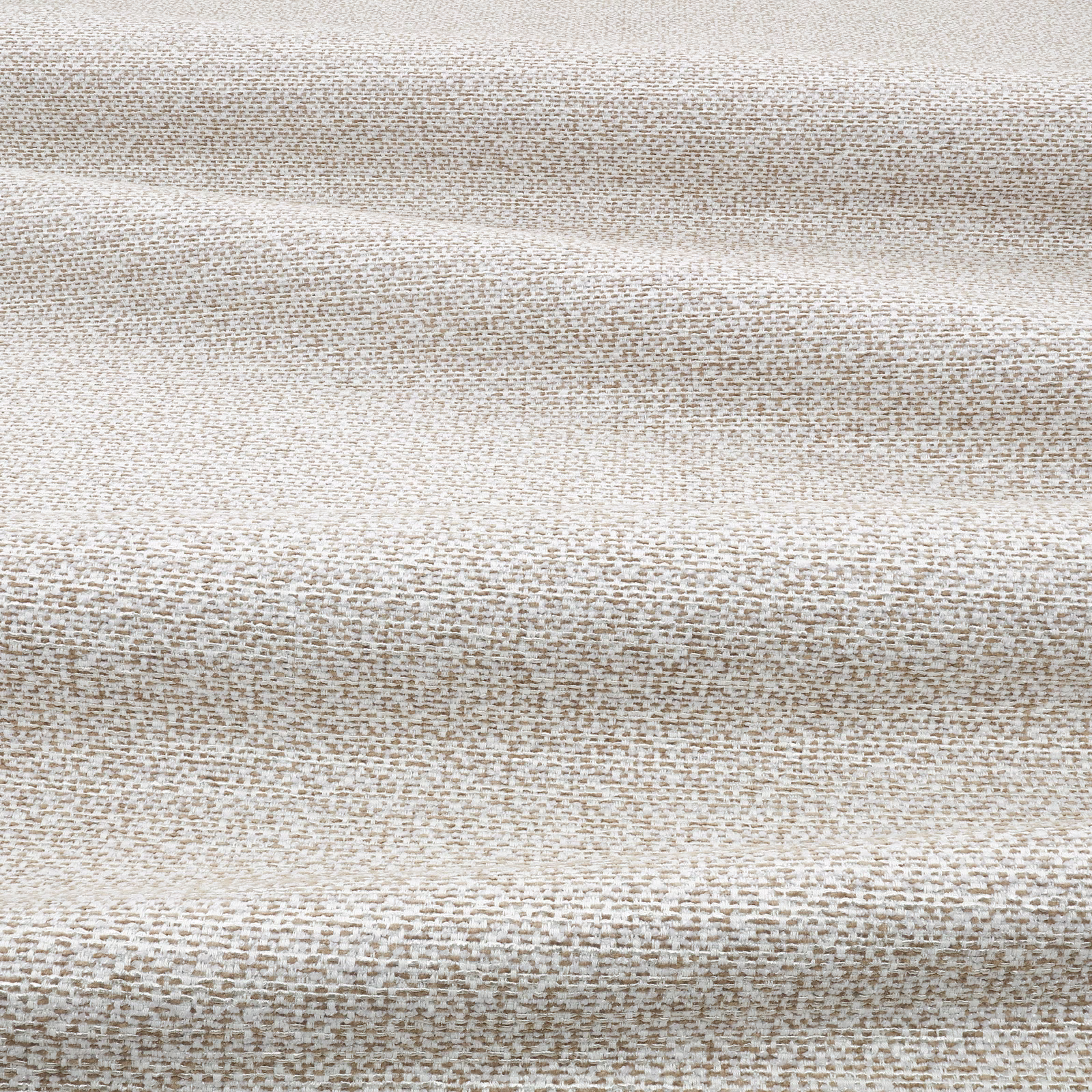 Pale greige Arkose textile showing a fine flecked weave in soft horizontal folds