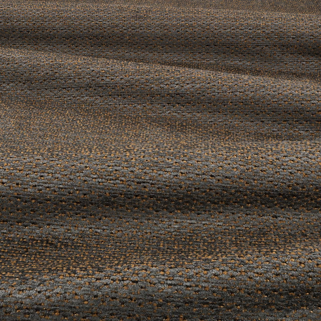 Charcoal-brown textured weave with rust flecks and softly banded horizontal tonal variation