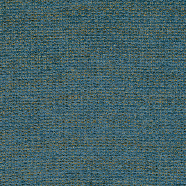 Muted blue-teal woven swatch with fine ridges and scattered ochre-gold flecks