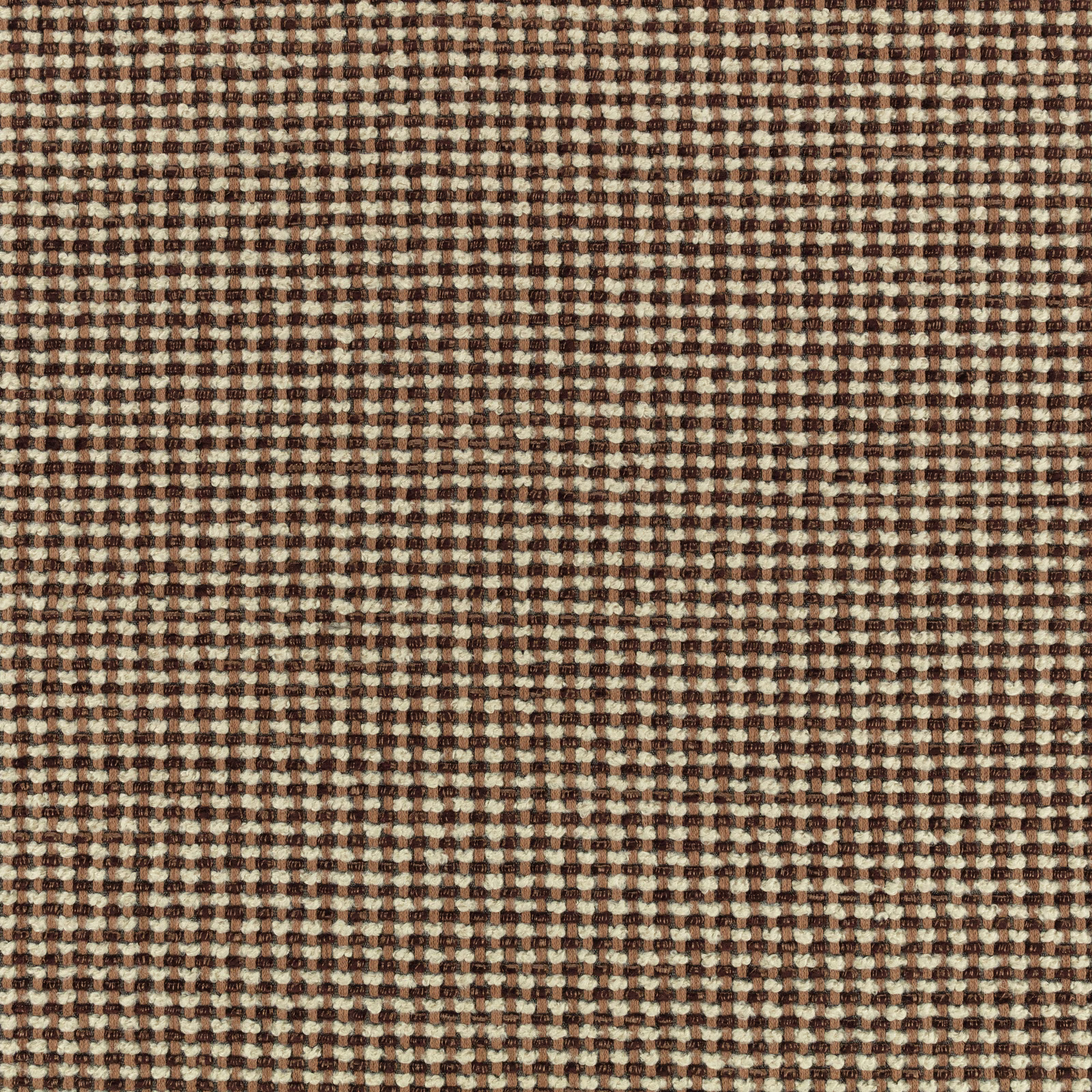 Warm copper-brown and cream micro-check weave with softly flecked, tactile texture
