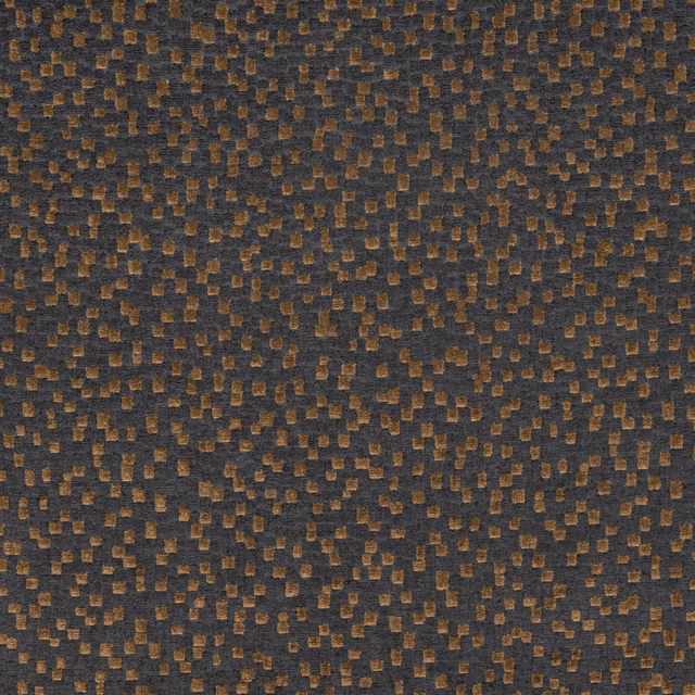 Charcoal woven textile with scattered ochre-brown rectangular flecks and tactile texture