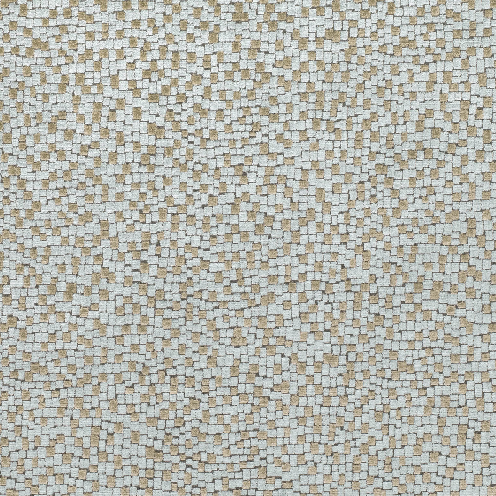 Pale blue-grey woven fabric with ivory and tan flecks in a tiny checked texture