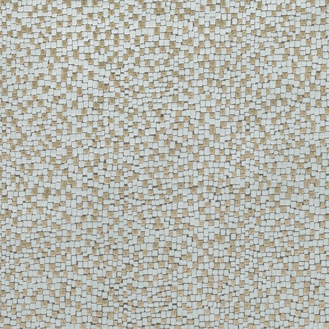 Pale blue-grey woven fabric with ivory and tan flecks in a tiny checked texture