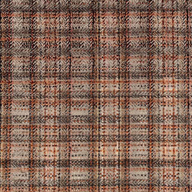 Rust and charcoal checked textile with a softly nubby woven surface
