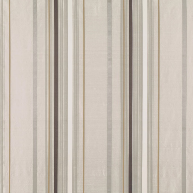 Warm ivory striped textile with taupe, grey and muted olive vertical bands