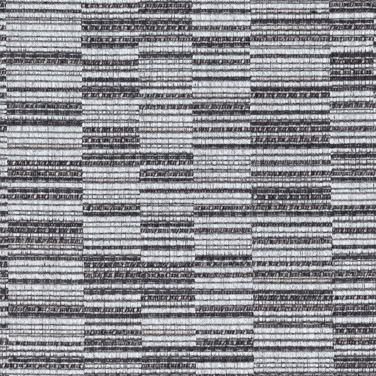 Charcoal and pale-grey woven fabric with irregular horizontal block bands