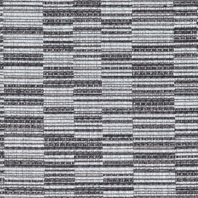 Charcoal and pale-grey woven fabric with irregular horizontal block bands