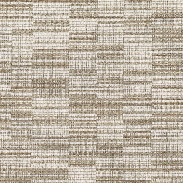 Warm taupe and ivory woven fabric with irregular horizontal bands and tactile texture