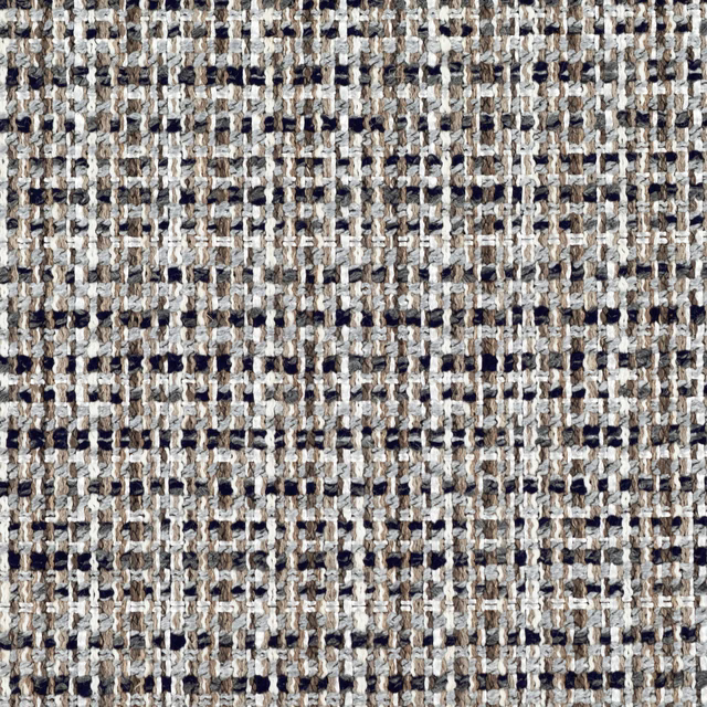 Close-up of Kiriko Pumice’s nubby cream, stone and charcoal flecked woven texture