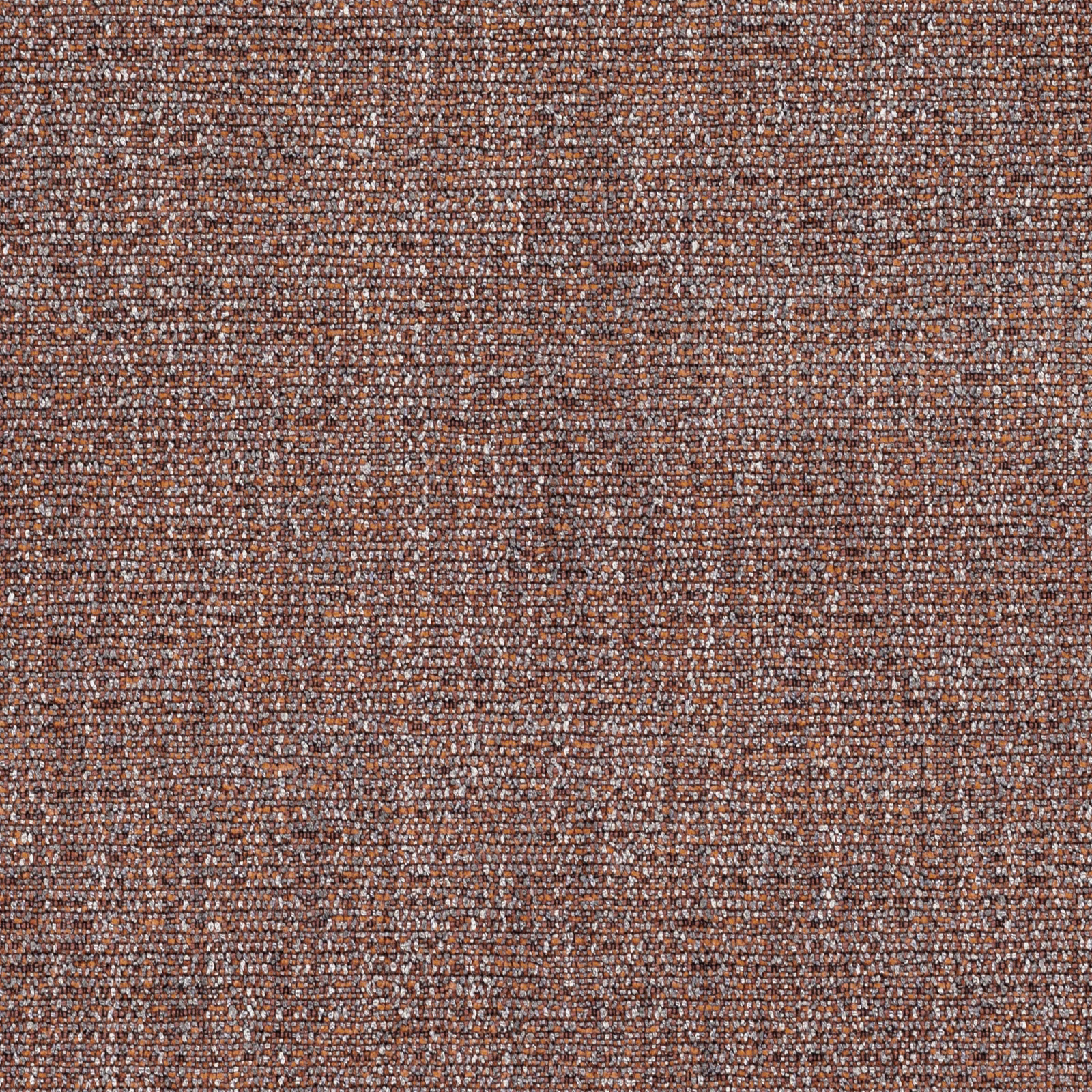 Close-up of nubby copper-brown weave with grey, cream and dark flecks