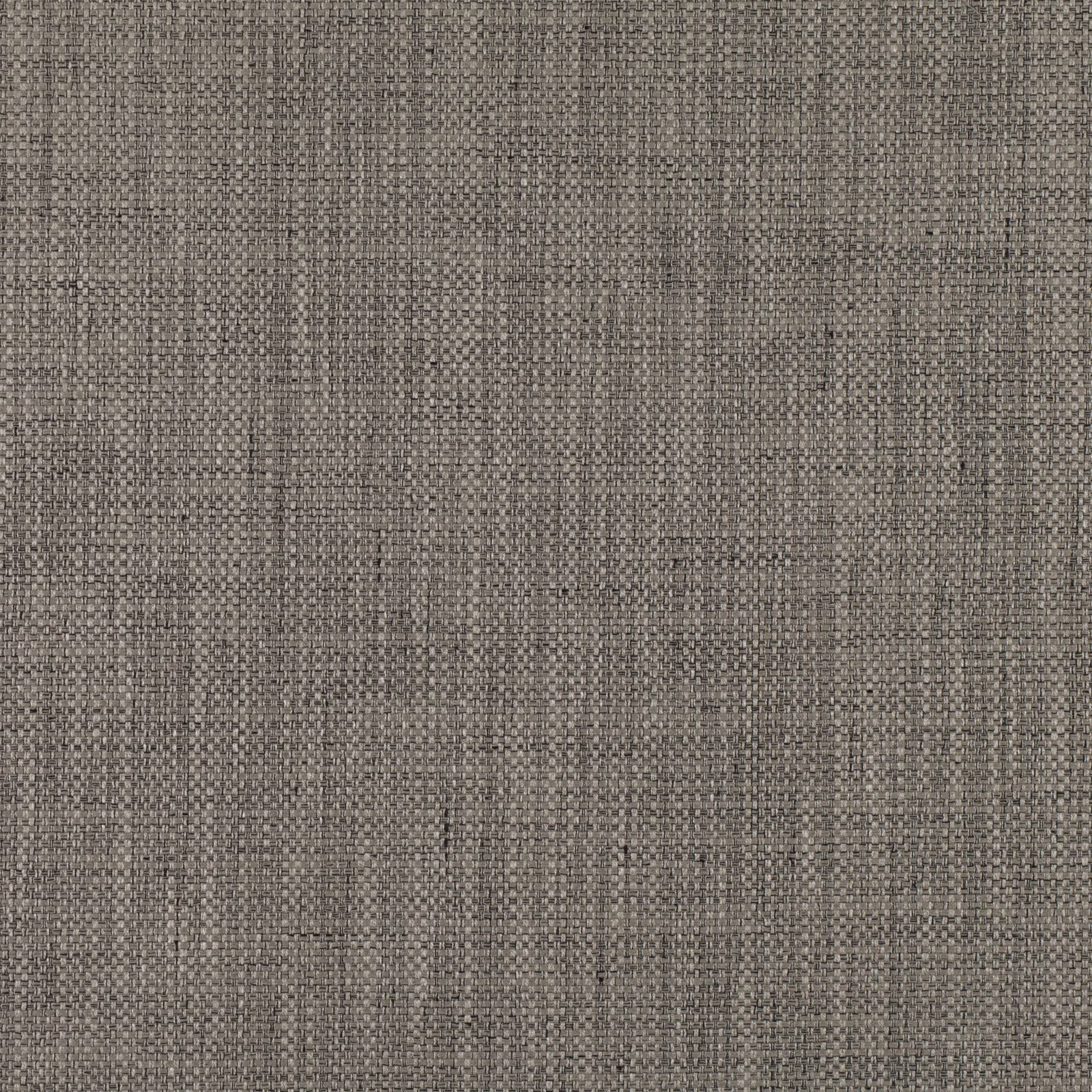 Close view of stone-grey crosshatch weave with charcoal flecks and tonal vertical bands
