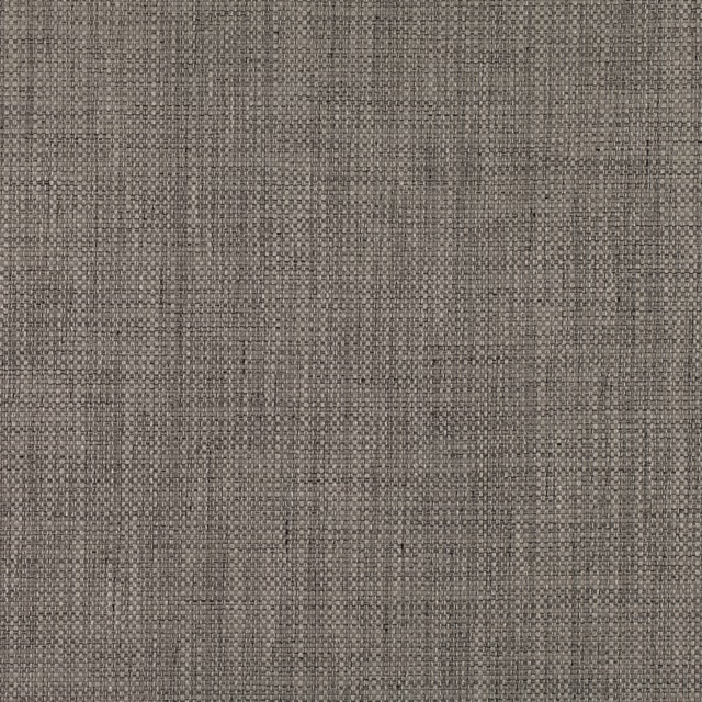 Close view of stone-grey crosshatch weave with charcoal flecks and tonal vertical bands