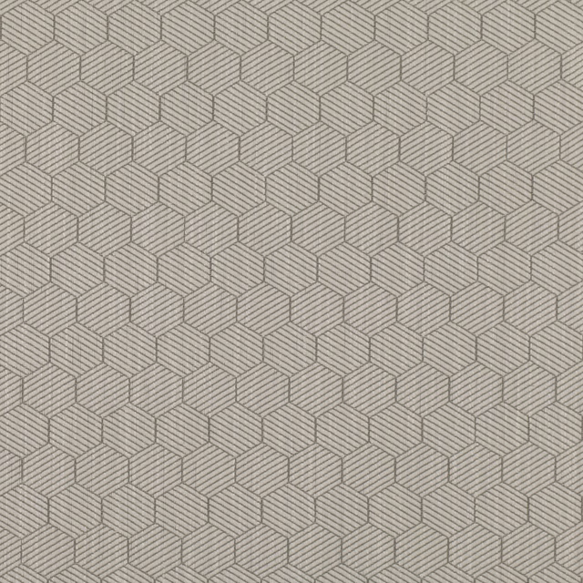 Soft greige Inza fabric with fine outlined cube geometry and a quiet woven texture