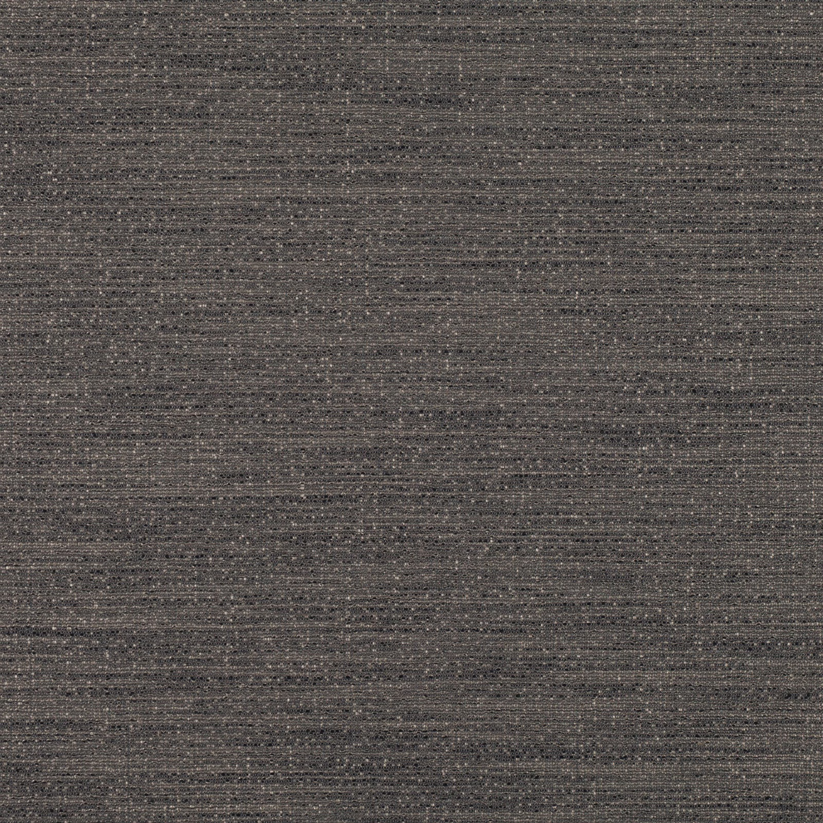 Charcoal-grey woven swatch with fine horizontal texture and subtle taupe flecks