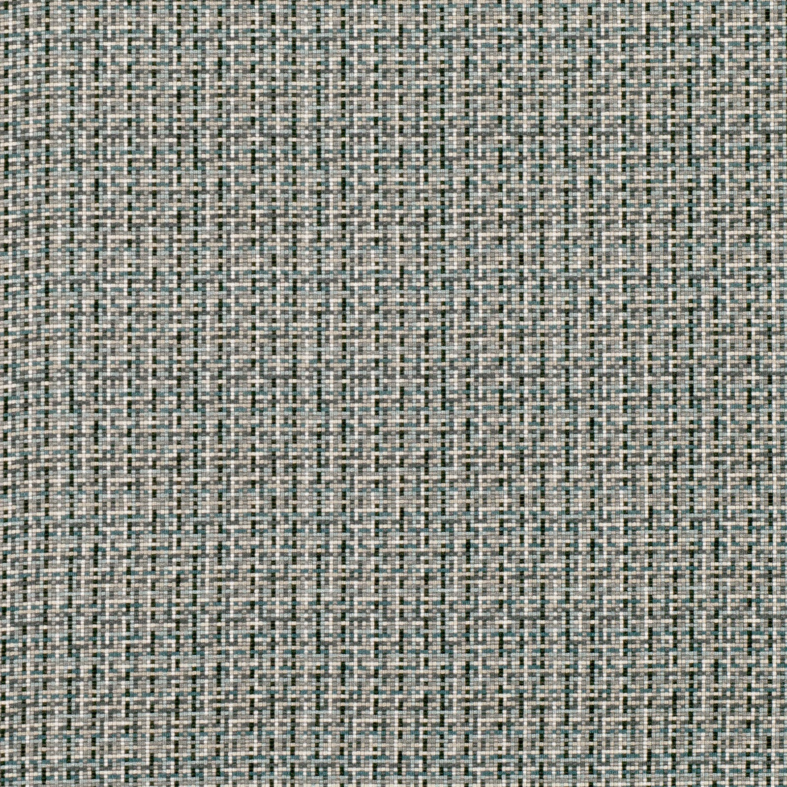 Cool French blue woven grid with pale grey and taupe flecks