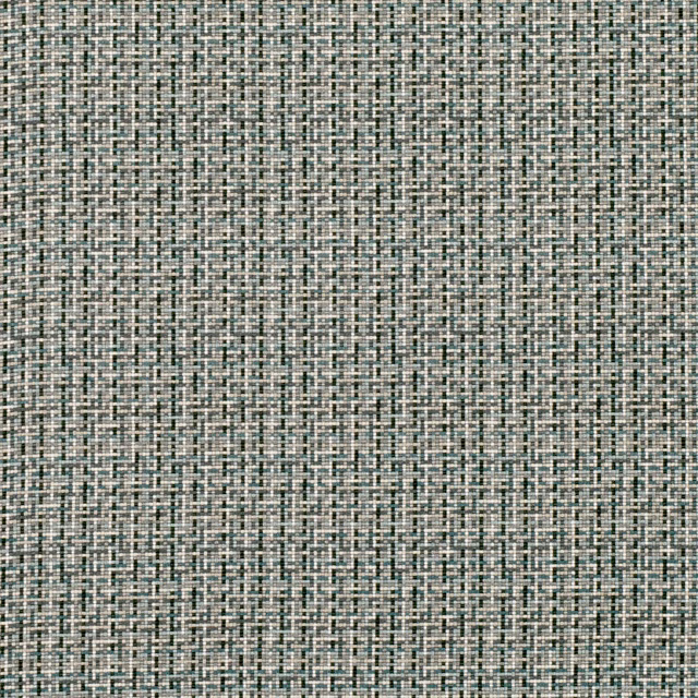 Cool French blue woven grid with pale grey and taupe flecks