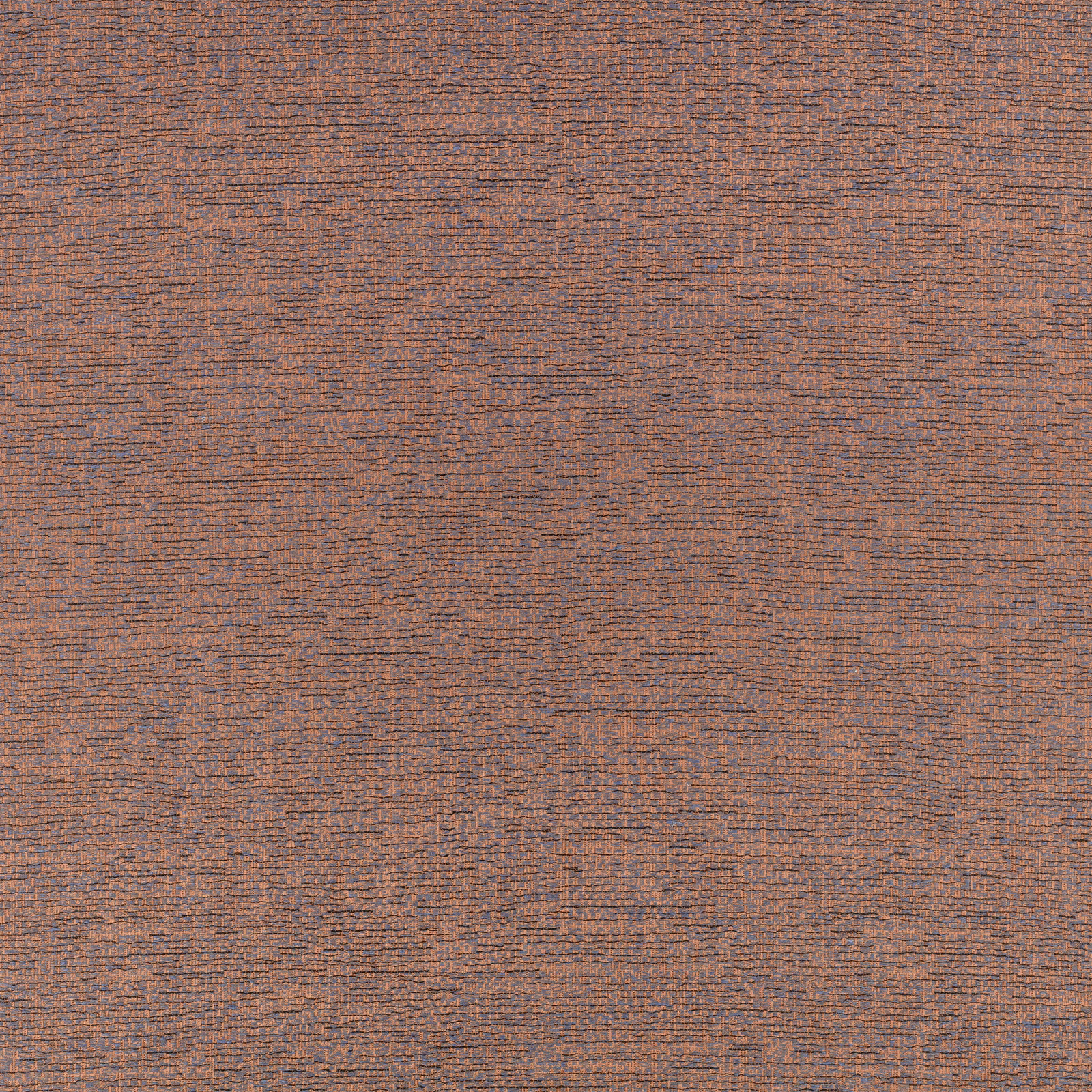 Warm copper textile with fine charcoal horizontal slubbing and dry woven texture