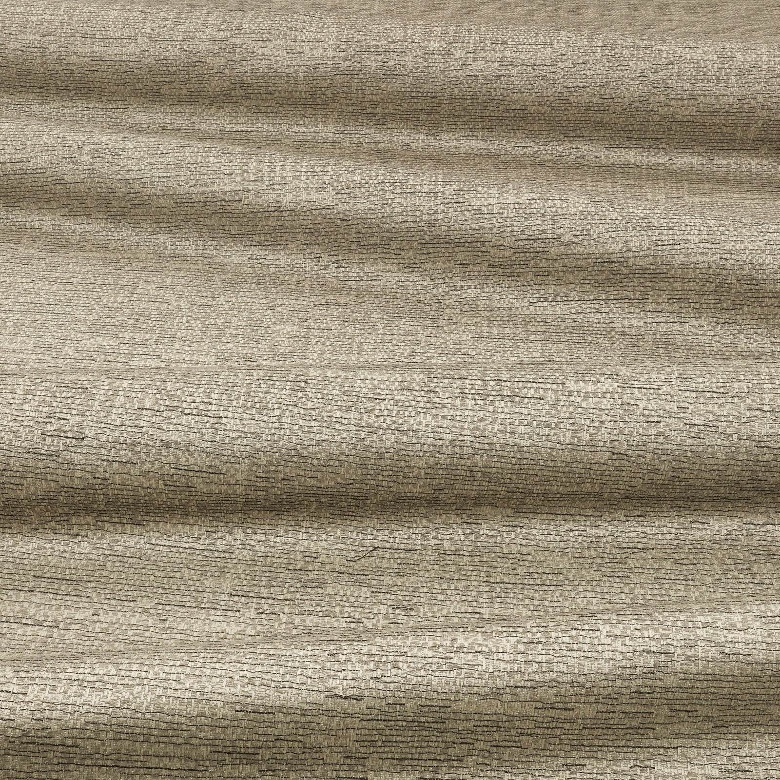 Muted taupe Hikari Silt fabric with fine horizontal ridges and softly shaded bands