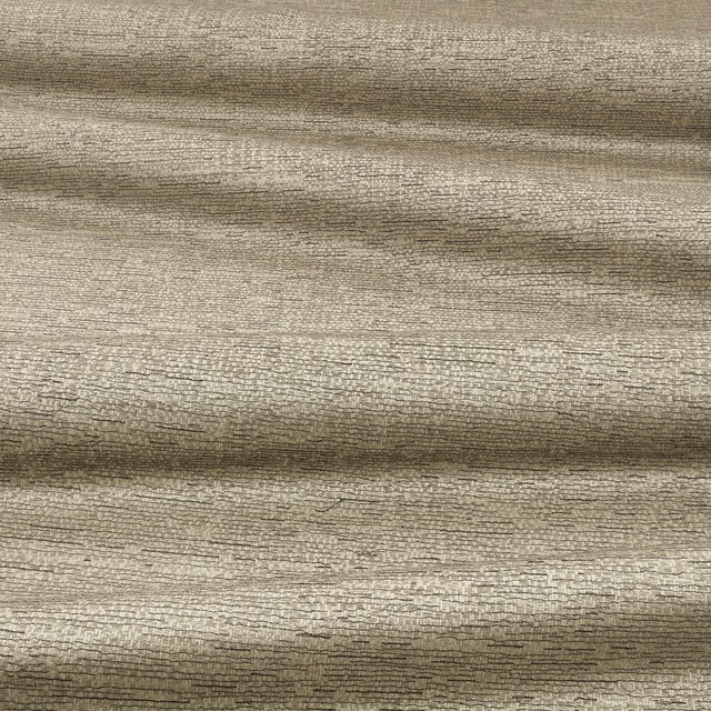 Muted taupe Hikari Silt fabric with fine horizontal ridges and softly shaded bands