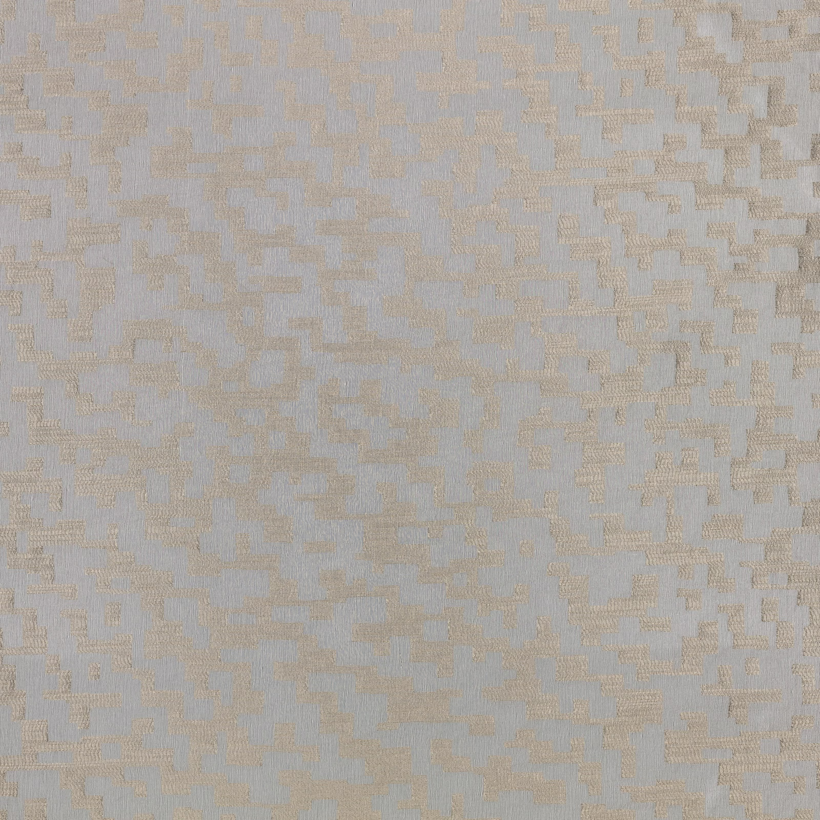 Pale soft-gold woven textile with broken geometric blocks and subtle blue-grey depth
