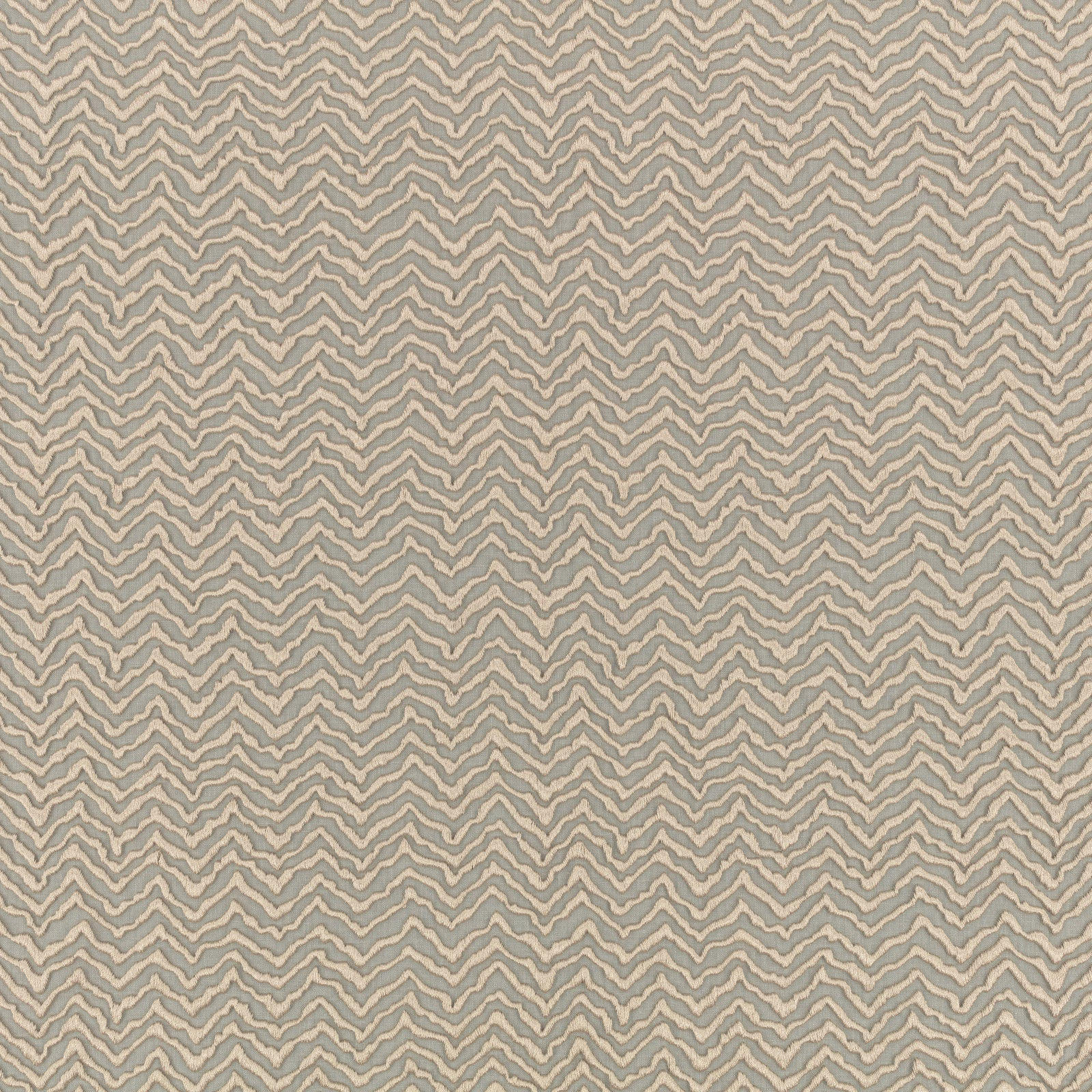 Pale greige woven fabric with tightly repeated chalk and taupe chevrons