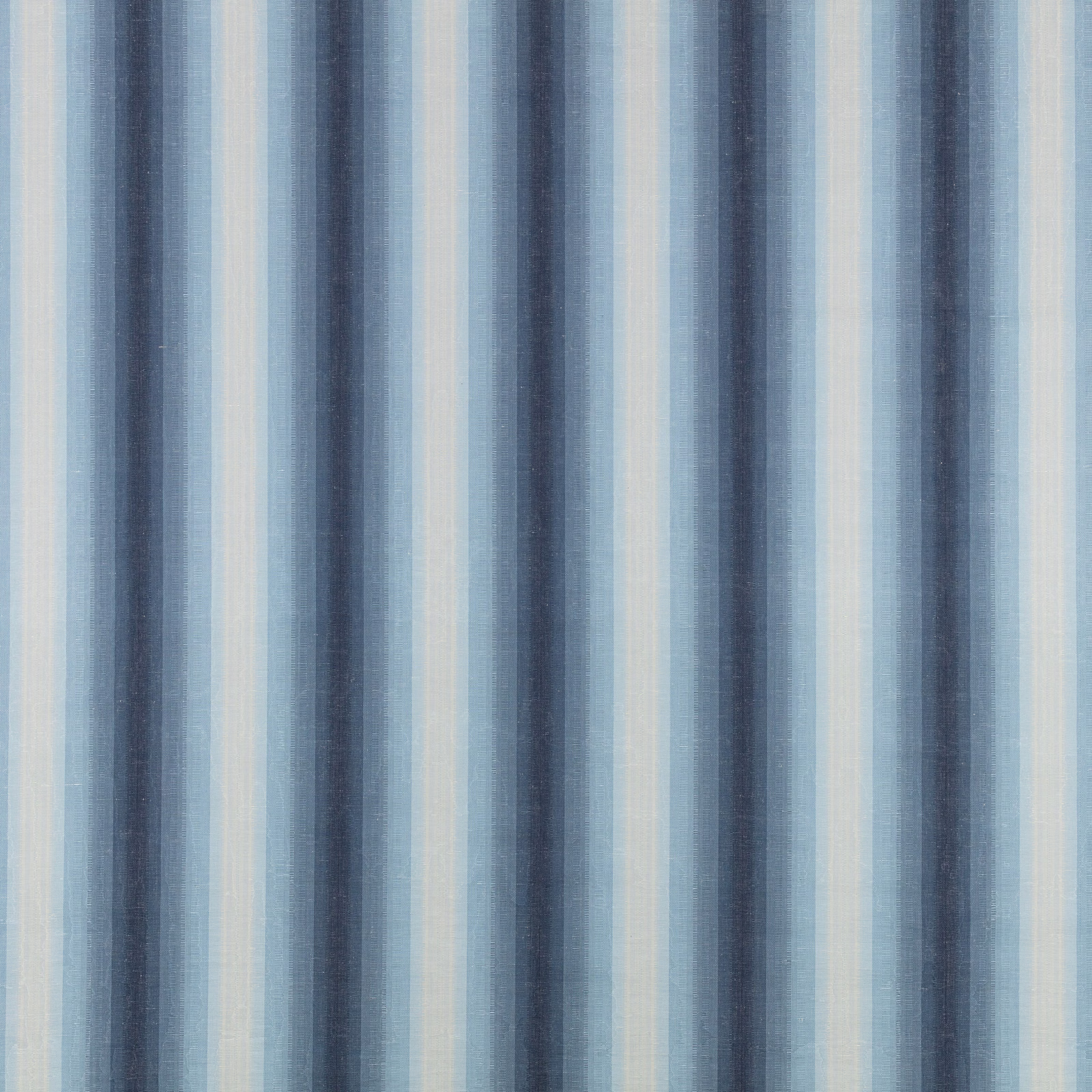 Misty blue-grey fabric with vertical smoky stripes and fine cream accents