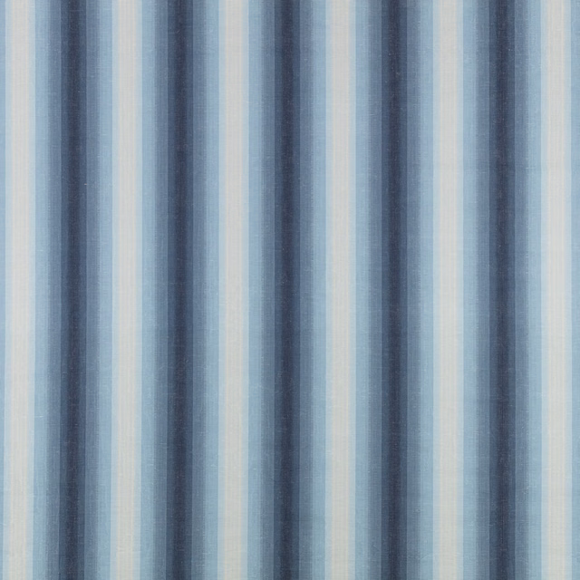Misty blue-grey fabric with vertical smoky stripes and fine cream accents