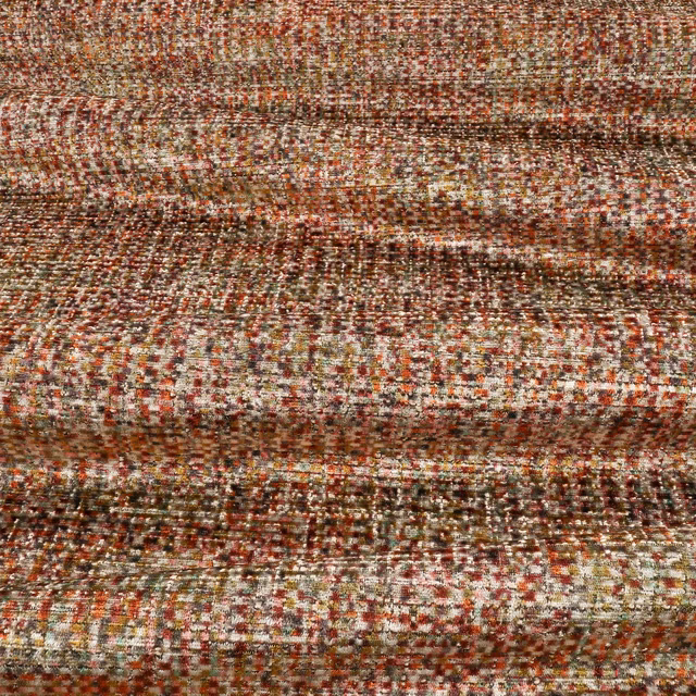 Rusted cayenne woven textile with cream, olive and charcoal flecks