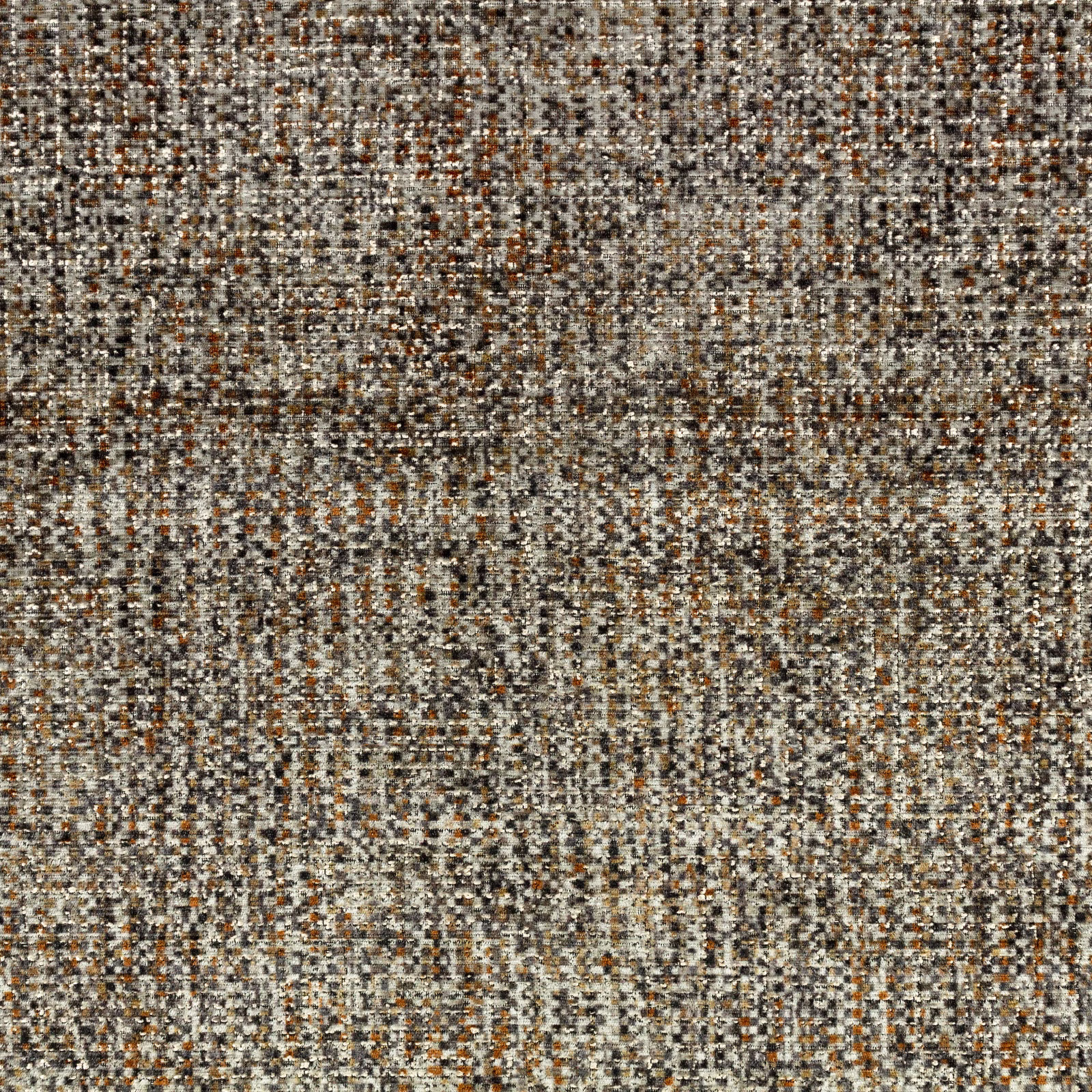 Dense oxide-brown weave with taupe, cream, charcoal and rust flecks