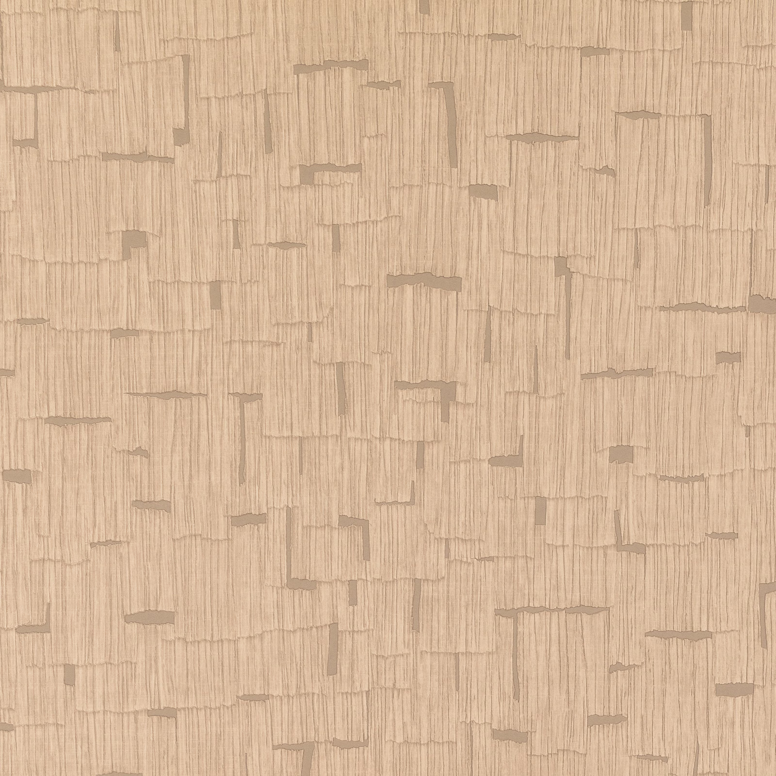 Warm sand wallpaper with fine vertical striations and broken taupe rectangular marks