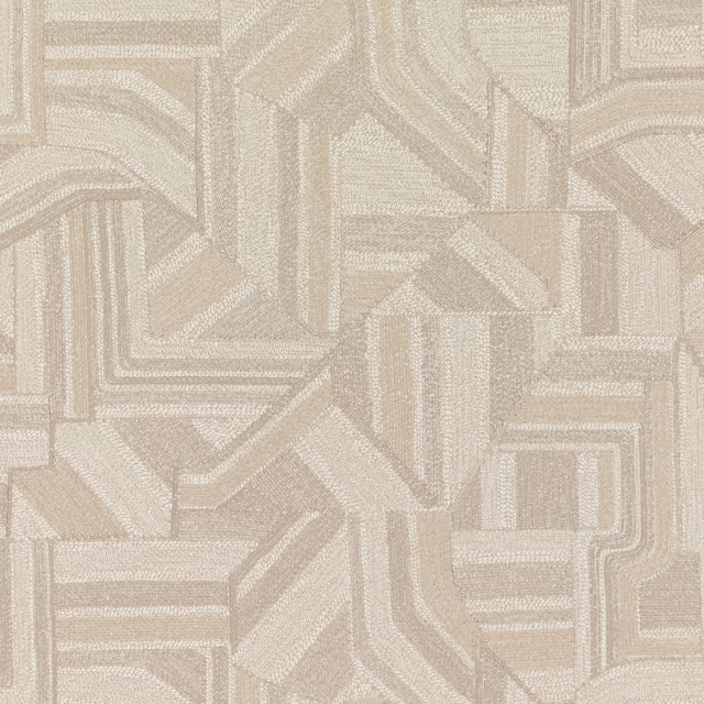 Pale greige geometric wallpaper with angular blocks and fine striated texture