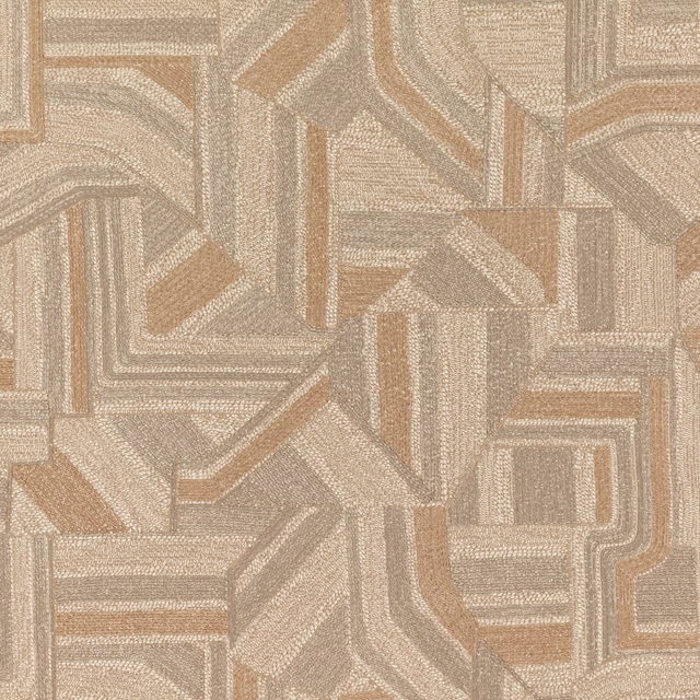 Sand geometric wallcovering with interlocking taupe, beige and muted tan textured bands