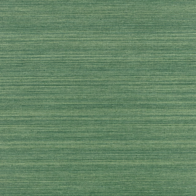 Muted malachite green wallpaper with fine, layered horizontal strié lines