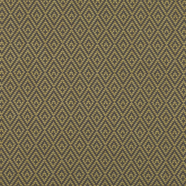 Olive-charcoal fabric with small muted quince-yellow geometric diamond weave