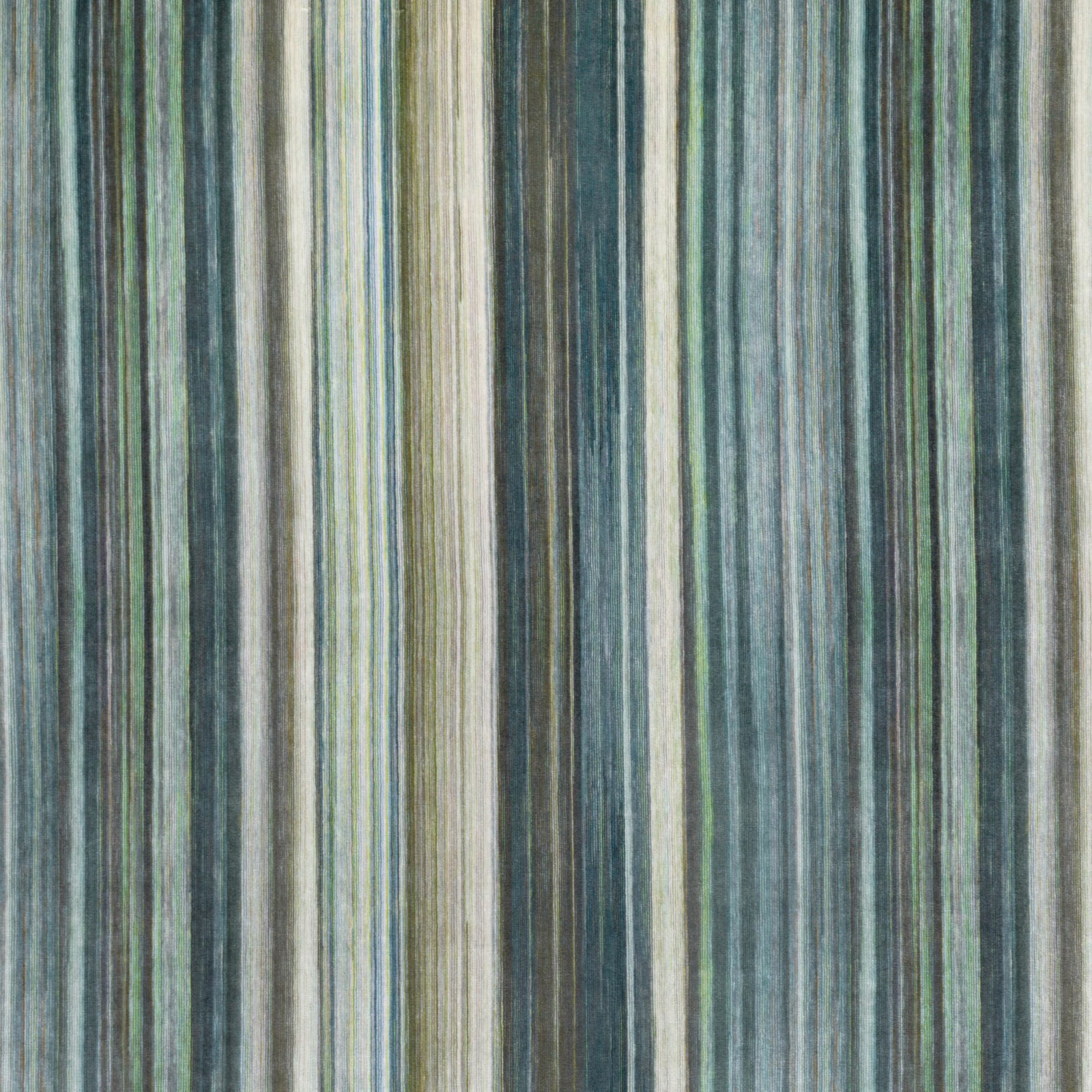 Malachite green velvet with narrow vertical teal, grey and ivory striations