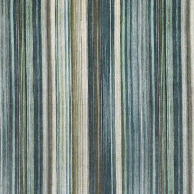 Malachite green velvet with narrow vertical teal, grey and ivory striations