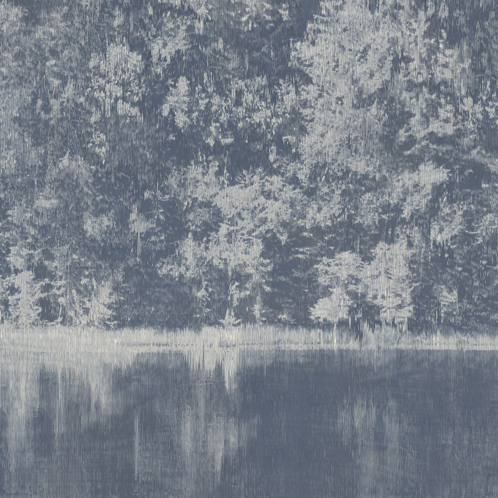 Blue-grey midnight wallpaper panel with mottled texture and a reflective lower band