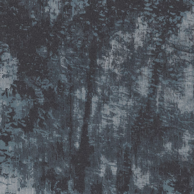 Dark teal wallpaper with charcoal vertical forms and fine ribbed texture