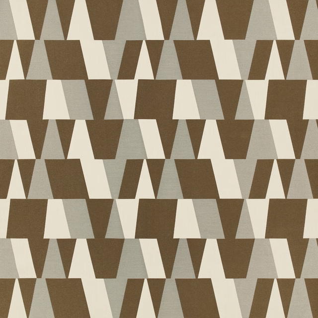 Arku Olive fabric with olive-brown, cream and pale-grey angular geometric blocks