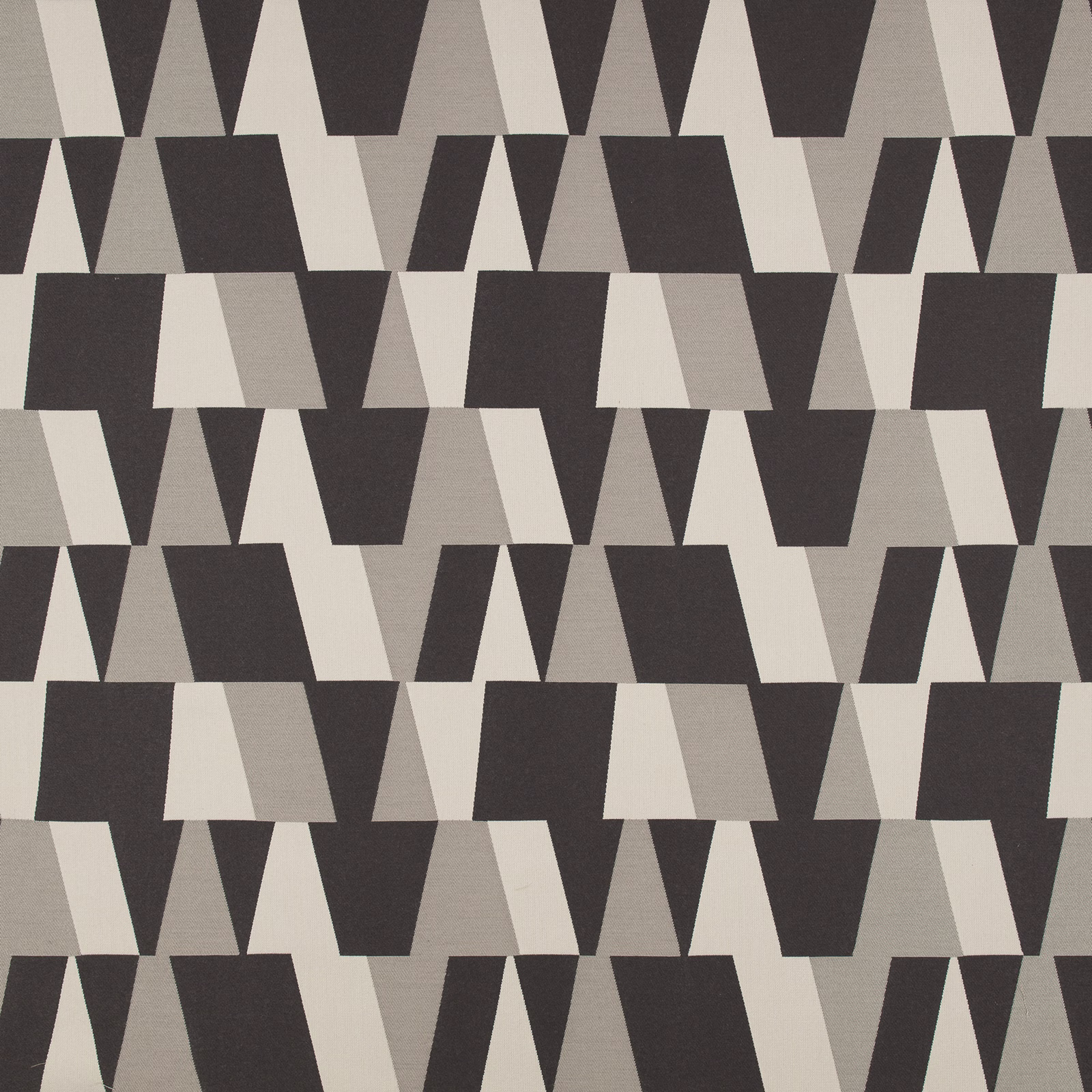 Arku Seal fabric in charcoal, taupe and cream angular geometric weave