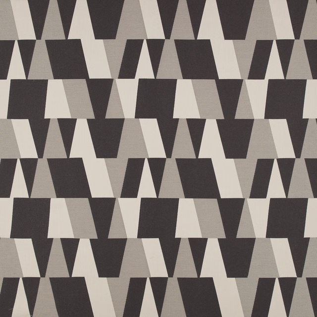 Arku Seal fabric in charcoal, taupe and cream angular geometric weave