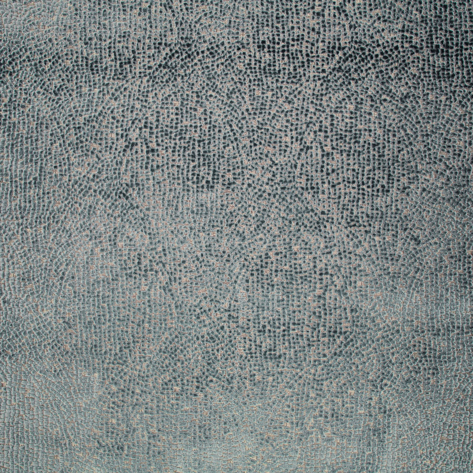 Close view of Atira Shadow’s cool blue-grey, densely pebbled woven texture